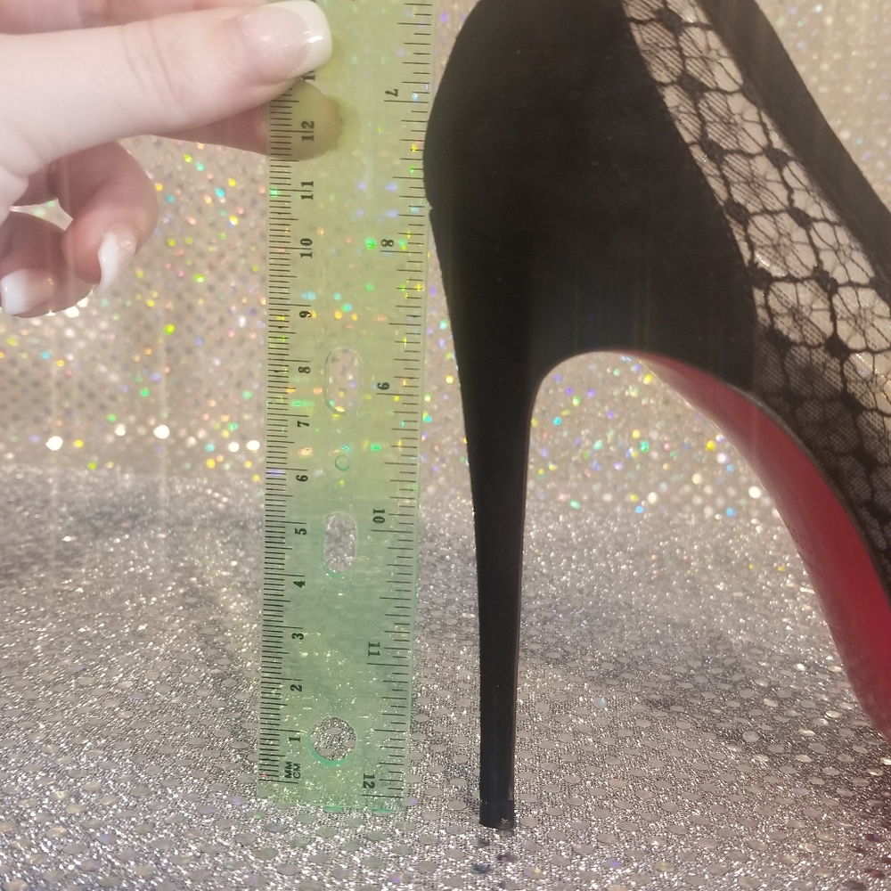 Louboutin Black Lace and Suede Neoalto 100mm Dentelle Resille Complete Set - Picture 10 of 14